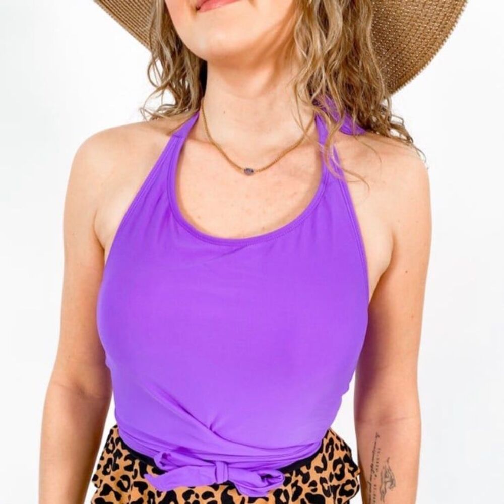 Swimsuit tankini swim top swim separates womens small tts NEW purple Bikini top